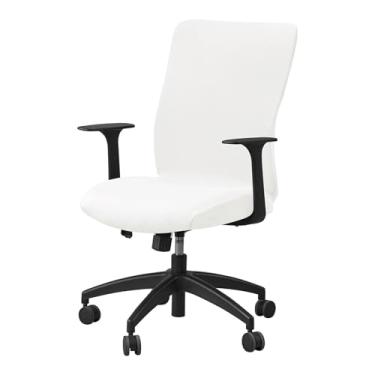 Imagem de Lzyjckh Capas elásticas para cadeiras de escritório Capa para cadeira de escritório e mesa de computador Proteção antiderrapante, removível e lavável para escritório e casa,White