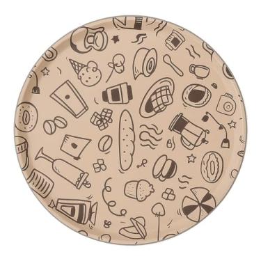 Imagem de Bandeja Redonda Antiderrapante 40 cm – Plástico Resistente com Estampa Decorativa para Servir e Presentear