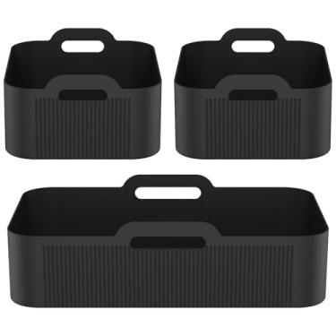 Imagem de DJAPWPX Panela de silicone Airfryer de grande capacidade resistente ao calor, forros de cesta de fritadeira a ar versátil cesta de silicone para forno ou vaporizador (preto)