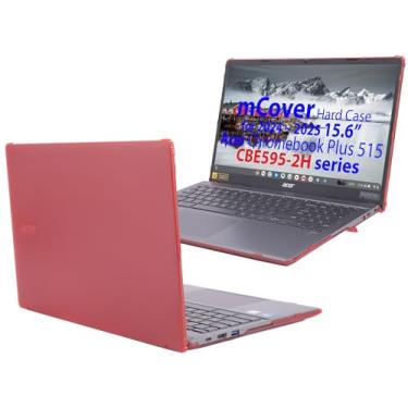 Imagem de mCover Capa compatível apenas com notebooks Acer ChromeBook Plus 515 CBE595-2 de 15,6 polegadas 2024-2025 (Não serve para nenhum outro modelo Acer) (vermelho)