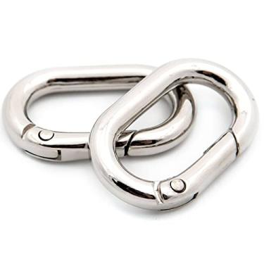 Imagem de Loosco Mosquetão de metal para chaveiro, 6 peças, fivela para chaveiro, anel oval para bolsas, bolsas (prata)