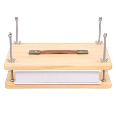 Imagem de Prensa de livros de madeira, tamanho grande de 29,5 x 19,8 cm, prensa de encadernação de madeira sustentável, prensa de encadernação portátil para projetos de encadernação artesanais, para iniciantes