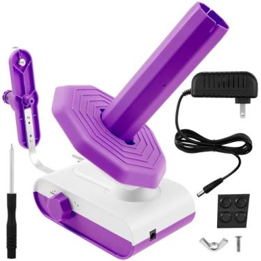 Imagem de Enrolador de fios, enrolador de bolas de fio elétrico para crochê com forte tensão, velocidade contínua, ajudante de fio giratório para entusiastas de tricô (roxo)