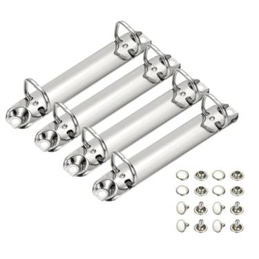 Imagem de PATIKIL B7 Mecanismos de fichário de 2 furos, conjunto de 4 anéis D de 2 cm, agendador de fichário de substituição de folhas soltas para organizadores, acessórios de pasta de armazenamento de papel