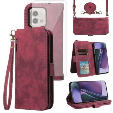 Imagem de Asuwish Capa de celular para Motorola Moto G Stylus 5G 2023 capa de celular carteira com protetor de tela de vidro temperado alça transversal alça flip suporte para cartão de crédito GStylus G5