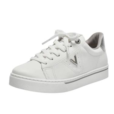 Imagem de Tênis Casual Feminino Branco, Via Marte, Solado Plataforma, Detalhe em V Metálico (Branco, BR, Adulto, Numérico, 36)