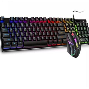 Imagem de Kit Teclado Semi Mecânico + Mouse Gamer 3200dpi Rgb Led M300