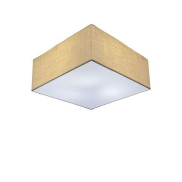 Imagem de Plafon Quadrado Md-3050 Cúpula em Tecido 40x40X12cm Palha - Bivolt - V