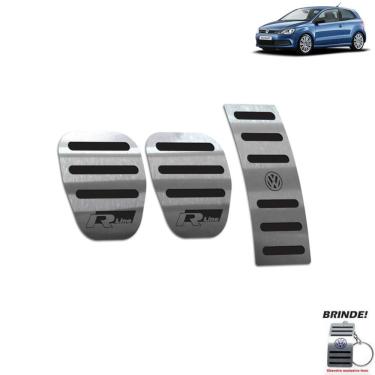 Imagem de Pedaleira Manual Preto Polo R-Line 2003 a 2015 Aço inox