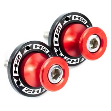 Imagem de 2 peças de acessórios de motocicleta M8 parafusos de suporte deslizante de carretel de braço oscilante compatíveis com ZH2 Z H2 Zh2 2019-2020 -2022 (vermelho)