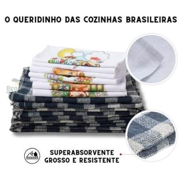 Imagem de 4 Panos de Prato Pé de Galinha + 4 Panos de Chão Xadrez Duplo Grande L