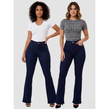 Imagem de KIT 2 Peças - Calça Feminino Flare Jeans Escuro - Pthirillo, 42