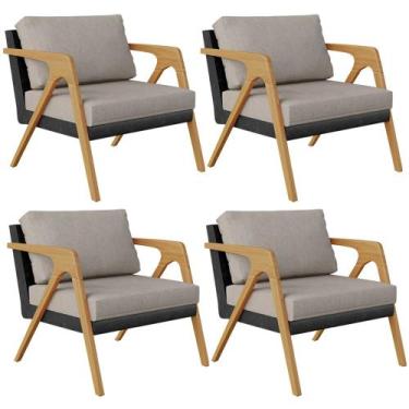 Imagem de Kit 04 Poltronas Decorativas Para Sala Estar Pietra L02 material sinté