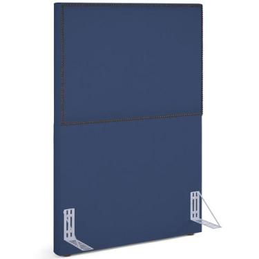 Imagem de Cabeceira Cama Box Solteiro Com Tachas 100 cm Vicenza L02 Suede Azul M
