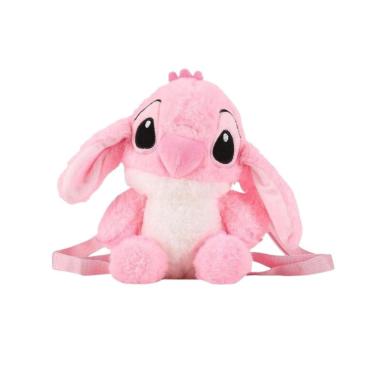 Imagem de Mochila Infantil Pelucia Stitch Rosa Papelaria Criativa Fofa