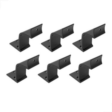 Imagem de Suporte Corrimão Escada p Fixação Parede Alumínio Preto 6Uni - Fast Vi