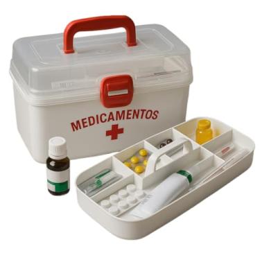 Imagem de Caixa Remedio, Caixa Maleta para ReméDios Organizadora para Medicamentos E Primeiros Socorros, com Capacidade de 6,2 Litros