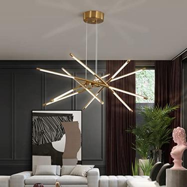 Imagem de Luminária pendente criativa Sputnik LED moderna para mesa de jantar, luminária de teto regulável com controle remoto, lustre para sala de estar, luminária de mesa de jantar com altura ajustá