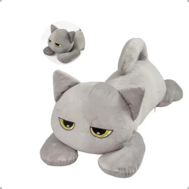 Imagem de Travesseiro Xuxão Gato Fofinho Gigante Pelúcia Decoração (Cinza)