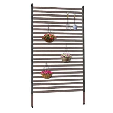 Imagem de Twira Tela de privacidade externa 89 cm x 149 cm, tela de cerca de privacidade para ambientes externos, painéis de privacidade de metal para lixeira, tubos e ripas decorativas de 1,5 m x 1,5 m,