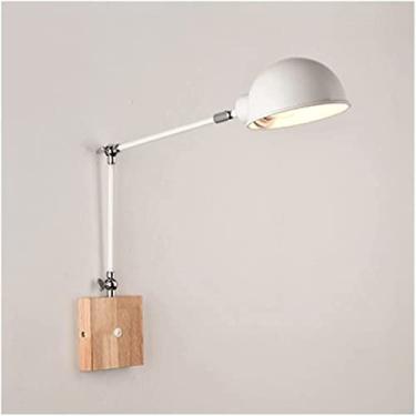 Imagem de Luminária de parede com braço oscilante branco, luminária de parede moderna, arandela ajustável, luzes de leitura de cabeceira, luminárias de decoração para cozinha, quarto, corredor, casa d