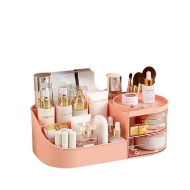Imagem de Organizador de Mesa Cosméticos Multiuso Escritório Multifuncional Porta Canetas Porta Lápis Maquiagem Make Penteadeira Banheiro Compartimentos Gavetas Ideal para Homeoffice Estudos Infantil (Rosa)
