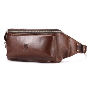 Imagem de Bolsa Crossbody Masculina Bolsa Pochet em Couro Legítimo Tipo Retangulo – Estilo Retro para Aventuras ao Ar Livre