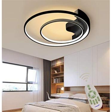 Imagem de Luminária de teto LED embutida para sala de estar, sala de jantar, quarto, luminária regulável com controle remoto, luminária suspensa, design de anel redondo, lustre para sala de estar, cor