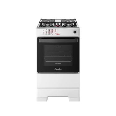 Imagem de Fogão Esmaltec 4 Bocas Ideal Master Mesa Inox Tampa de Vidro Forno 50 Litros Branco T4ITB Bivolt