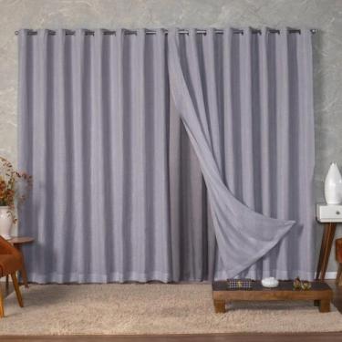 Imagem de Cortina Voil Gaze de Linho 10,00x2,50m com Forro Microfibra para Varão