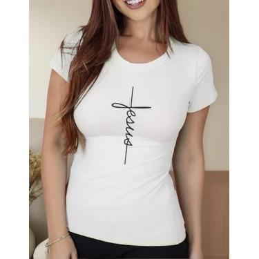 Imagem de Camiseta Camisa Algodão Feminina Masculina Adulto Gospel Moda Evangéli