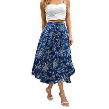 Imagem de Saia maxi Abaadlw para mulheres longa midi com bolsos pretos