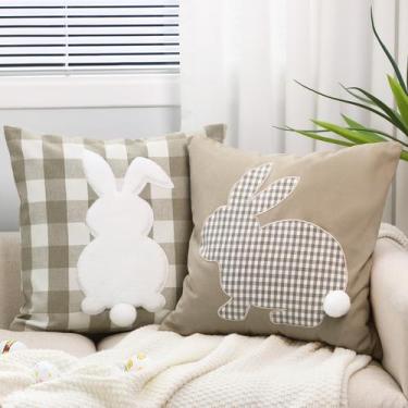 Imagem de Capa de travesseiro CroBlissful Easter Bunny 45,72 x 45,72 cm, pacote 