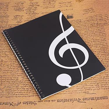 Imagem de RiToEasysports Caderno de Notação Musical, Caderno de Papel de Qualidade para Escritores de Partituras Musicais, 50 Páginas, Urso Amarelo (Padrão de nota musical preta)