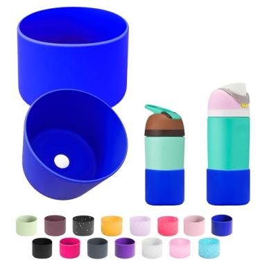 Imagem de 2 peças de bota de silicone para garrafa de água Owala 14/453.6 g 680.4 g 947.2 g 1,134.0 g, capa protetora antiderrapante para garrafas de água FreeSip, Twist e Flip (azul escuro 11, 16/396.9 g)