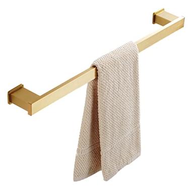Imagem de Toalheiro de parede barra de toalha sem perfuração cabide de toalha autoadesivo antiferrugem espaço alumínio para banheiro banheiro, dourado, banheiro de 40 cm (ouro 50 cm)