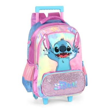 Imagem de Mochila Rodas Stitch Disney Escolar Meninas Holográfico - Luxcel, Roxo