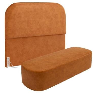 Imagem de Cabeceira Cama Box Queen 160cm Lanna Com Puff Recamier Doha W01 materi