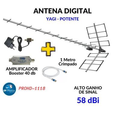 Imagem de Antena Tv Digital Externa yagi Proeletronic PROHD 1118 com Amplificado