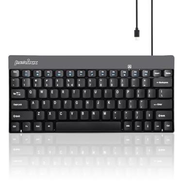 Imagem de Perixx Mini teclado USB-C com fio PERIBOARD-422, conector USB tipo C, preto, layout em inglês dos EUA