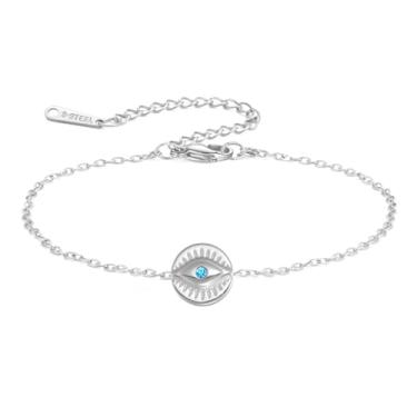 Imagem de LIKGREAT Pulseira de olho turco com olho azul turquesa com aço inoxidável turquesa joia de amuleto de proteção turca com zircônia para mulheres, Medium, Aço inoxidável, Sem Pedra Preciosa