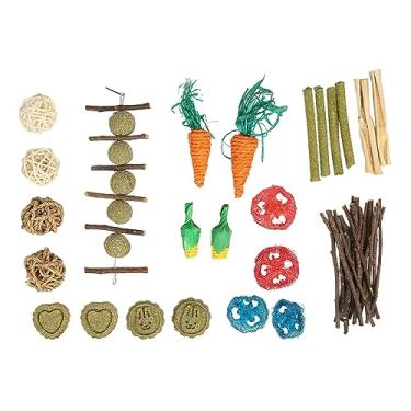 Imagem de Acouto Conjunto de Brinquedos para Mastigar Hamster, 20 Peças, Materiais Seguros, Incluindo Toras, Bolas de Vime, Bolos de Grama e Galhos, Ideais para Roedores