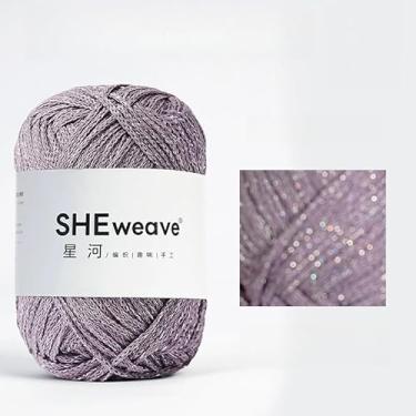 Imagem de Fio de macramê de 1,5 mm, cordão de macramê 100% algodão, fio de crochê 100 programas, fio brilhante brilhante, fio brilhante para crochê e cachecol (cinza roxo brilhante)