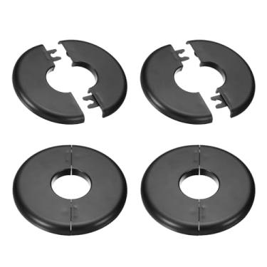 Imagem de PATIKIL Flange de parede 85 mm / 3,3" OD, 4 peças de cobertura de placa de escudo redondo PPR placas de cobertura de encanamento com fita autoadesiva para torneira de tubo de água de 26,5 mm / 2,5 cm