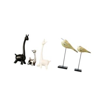 Imagem de Fenteer Esculturas Modernas de Girafas de Cerâmica E Pássaros de Madeira, Enfeites Criativos para Mesa, Centro de Mesa, Escritório, Quarto, Estante, Decoração