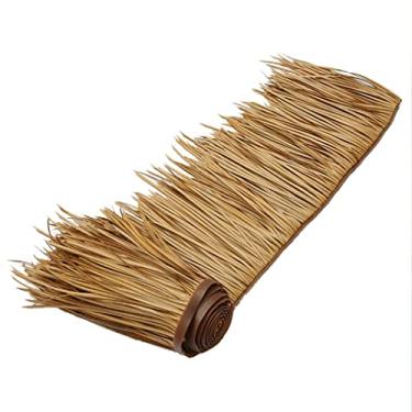Imagem de Palha de palmeira de telha de palha mexicana rolo de palha artificial sintético material de telhado de palha 0,5 x 1 m pato grama cega tiki cabana grama telhado tiki (amarelo d, 0,5 x 8 m/1,64 x 26,06