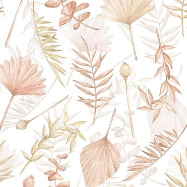 Imagem de REDAMANCY Boho Pink Leaf Vintage Florals Peel and Stick Papel de Parede Papel de Parede Vintage Papel de Parede Fácil de Descolar para Mesa de Cabeceira Gaveta Gabinete Locatário
