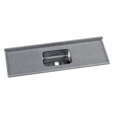 Imagem de Pia De Cozinha Mármore Sintético 160x55cm Com Cuba Aço Inox Multimóveis CR20475 Cinza