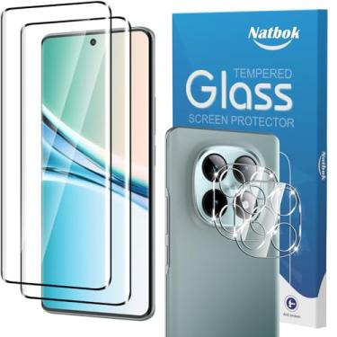 Imagem de Natbok Pacote com 2 + 2 protetores de tela 3D para Xiaomi Redmi Note 15 5G com protetor de lente de câmera, película de vidro temperado 9H, HD transparente resistente a arranhões, sem bolhas para