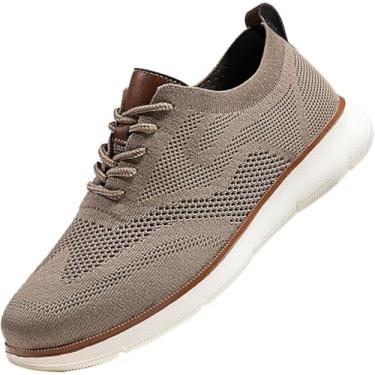Imagem de Sapato social masculino com cadarço Oxfords Work Tênis de malha leve esportivo caminhada tênis de malha casual, Bege, 40 BR